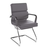 Nautilus Designs Avanti Medium Back Bonded Leather Cantilever Visitor Chair With Individual Back Cushions & Fixed Arms Grey - BCL/5003AV/GY