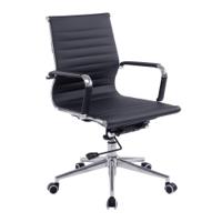Nautilus Designs Aura Contemporary Medium Back Bonded Leather Executive Office Chair With Fixed Arms Black - BCL/8003/BK