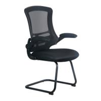 Nautilus Designs Luna Designer High Back Mesh Black Cantilever Visitor Chair With Folding Arms and Black Shell/Frame - BCM/L1302V/BK