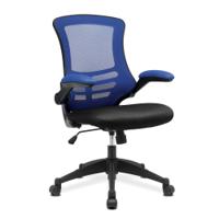 Nautilus Designs Luna Designer High Back Two Tone Mesh Task Operator Office Chair With Folding Arms & Black Shell Blue/Black - BCM/T1302/BL