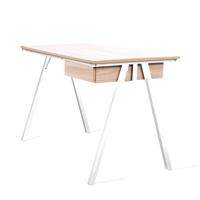 Nautilus Designs Tyrol Compact Workstation with Suspended Underdesk Drawer Oak Finish White Frame - BDW/I201/WH-OK