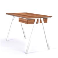 Nautilus Designs Tyrol Compact Workstation with Suspended Underdesk Drawer Walnut Finish White Frame - BDW/I201/WH-WN
