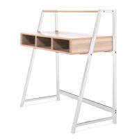 Nautilus Designs Vienna Compact Two Tier Workstation with Stylish Feature Frame and Upper Storage Shelf Oak Finish White Frame - BDW/I203/WH-OK