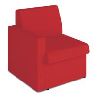 Wave Contemporary Modular Fabric Low Back Sofa - Right Hand Arm - Red