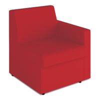 Wave Contemporary Modular Fabric Low Back Sofa - Left Hand Arm - Red