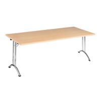 Versa-tables Folding Rectangular Table - 1600x800mm - Beech Top - Chrome Frame