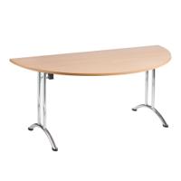 Versa-tables Folding Semi-circular Table - 1600x800mm - Beech Top - Chrome Frame