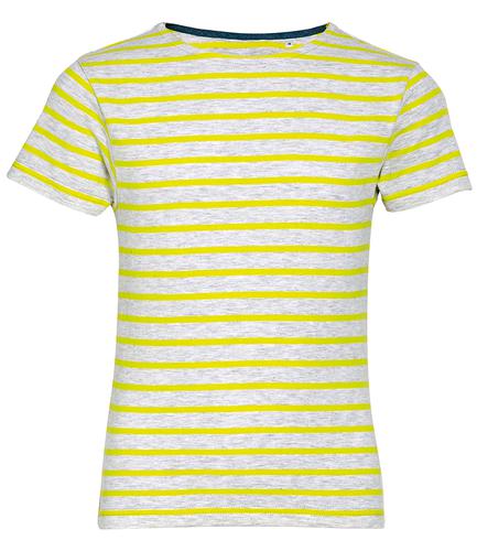 SOL'S Kids Miles Striped T-Shirt Ash/Lemon 12yrs
