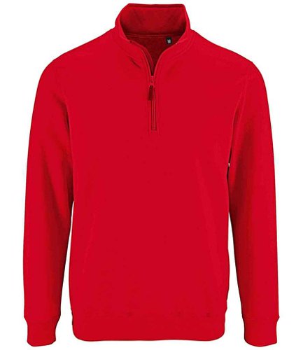 SOL'S Stan Contrast Zip Neck Sweatshirt Red 3XL