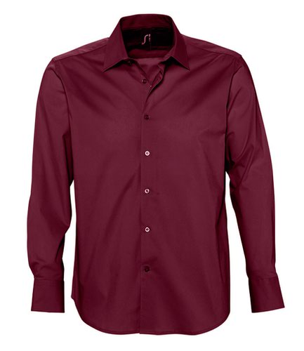 SOL'S Brighton Long Sleeve Fitted Shirt Burgundy 3XL