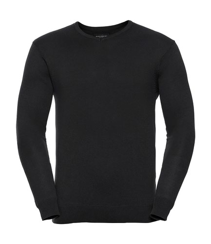 Russell Collection Cotton Acrylic V Neck Sweater Black 3XL