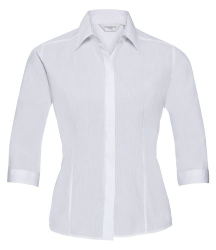 Russell Collection Ladies 3/4 Sleeve Fitted Poplin Shirt
