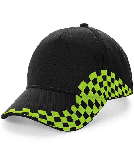 Beechfield Grand Prix Cap Black/Lime Green