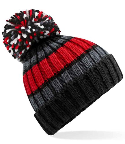 Beechfield Hygge Striped Beanie Black Cherry