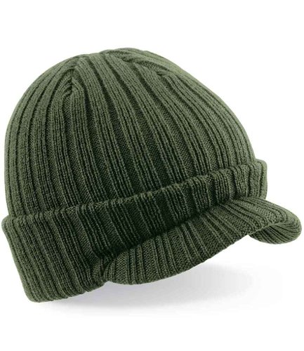 Beechfield Peaked Beanie Olive Green