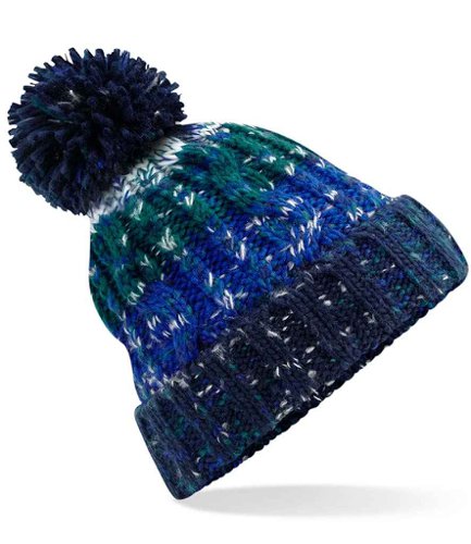 Beechfield Corkscrew Pom Pom Beanie Alpine Blues