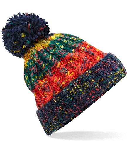 Beechfield Corkscrew Pom Pom Beanie Crackling Campfire