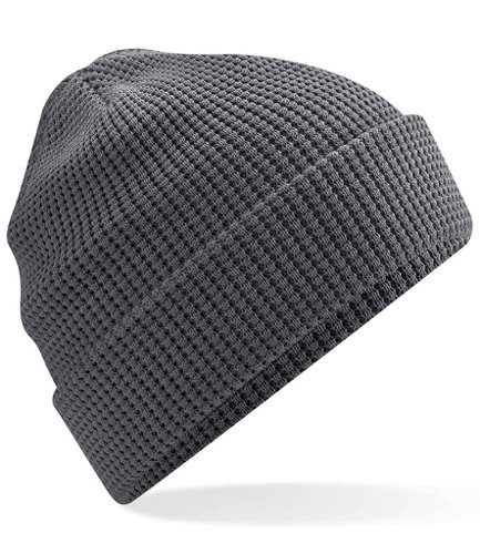 Beechfield Organic Cotton Waffle Beanie Graphite Grey