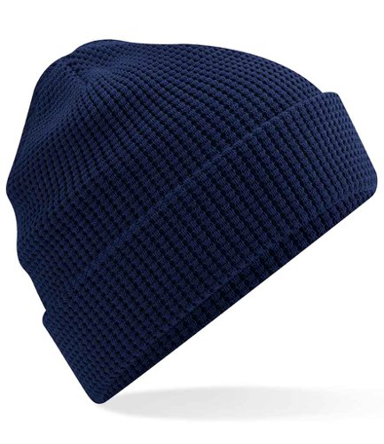 Beechfield Organic Cotton Waffle Beanie Oxford Navy