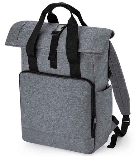 BagBase Recycled Twin Handle Roll-Top Laptop Backpack Grey Marl