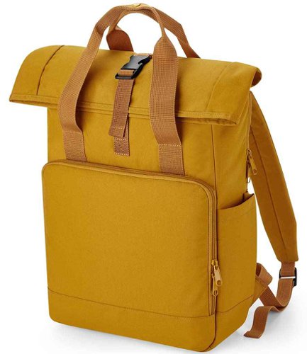 BagBase Recycled Twin Handle Roll-Top Laptop Backpack Mustard