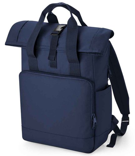 BagBase Recycled Twin Handle Roll-Top Laptop Backpack Navy Dusk