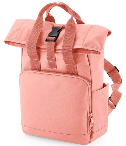 BagBase Recycled Mini Twin Handle Roll-Top Backpack Blush Pink