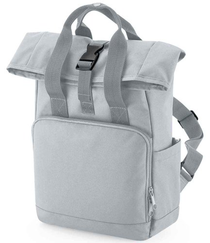 BagBase Recycled Mini Twin Handle Roll-Top Backpack Light Grey
