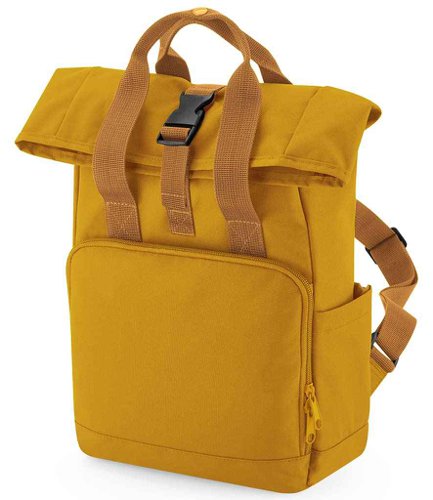 BagBase Recycled Mini Twin Handle Roll-Top Backpack Mustard