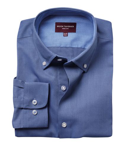 Brook Taverner Toronto Long Sleeve Oxford Shirt Blue 16.5