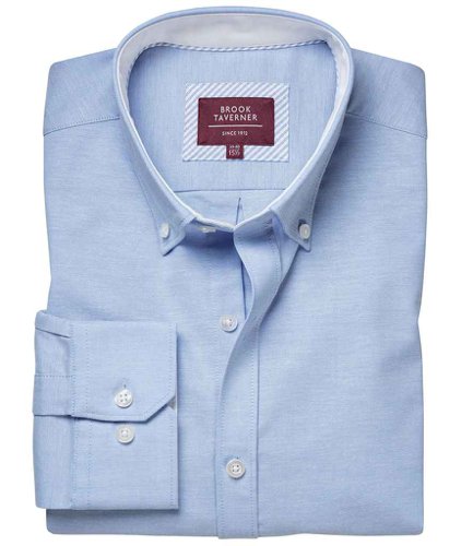 Brook Taverner Lawrence Long Shirt Stretch Oxford Shirt Sky Blue 14