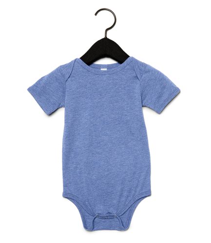 Bella Baby Tri-Blend Short Sleeve Bodysuit Blue Tri-Blend 3-6