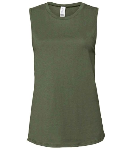 Bella Ladies Muscle Jersey Tank Top Military Green L