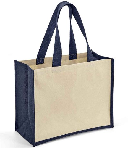 Brand Lab Jute and Canvas Shopper Natural/Navy