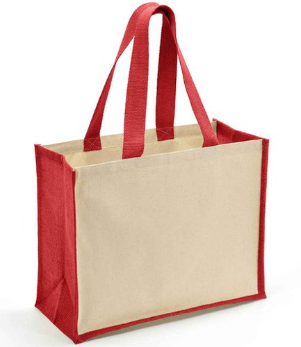 Brand Lab Jute and Canvas Shopper Natural/Red