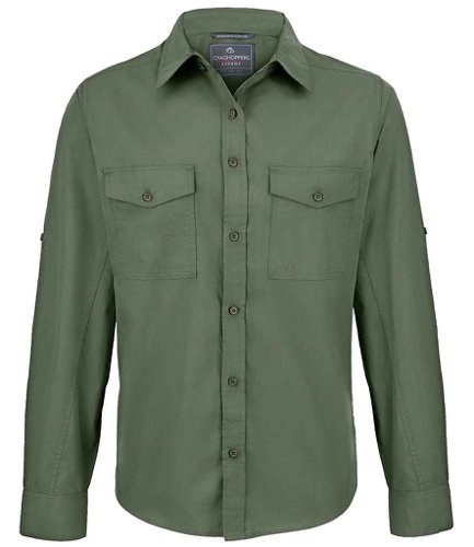 Craghoppers Expert Kiwi Long Sleeve Shirt Dark Cedar Green 3XL