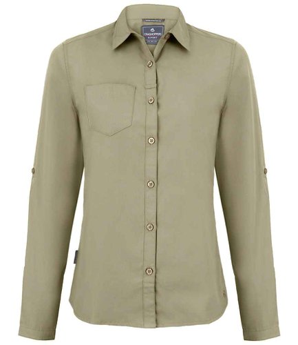 Craghoppers Expert Ladies Kiwi Long Sleeve Shirt Pebble 10