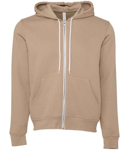 Canvas Unisex Full Zip Hoodie Tan L