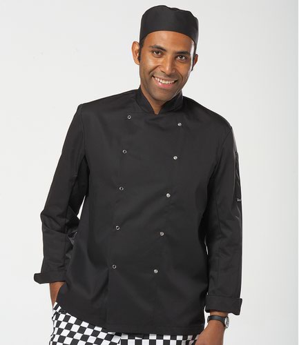 Dennys Long Sleeve Press Stud Chef's Jacket Black 3XL
