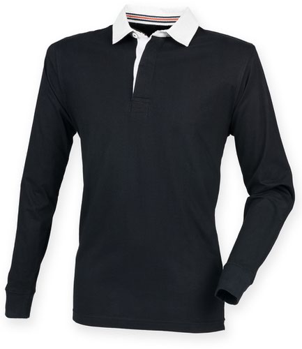 Front Row Premium Superfit Rugby Shirt Black 3XL