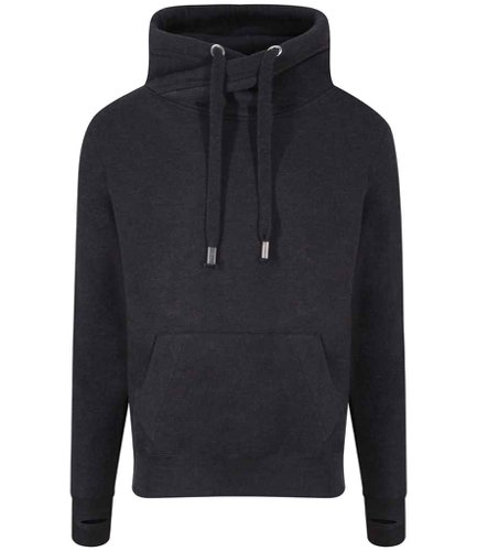 AWDis Cross Neck Hoodie Black Smoke L
