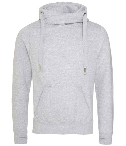 AWDis Cross Neck Hoodie Heather Grey L