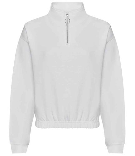 AWDis Ladies Cropped 1/4 Zip Sweatshirt Arctic White L