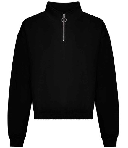 AWDis Ladies Cropped 1/4 Zip Sweatshirt Deep Black L