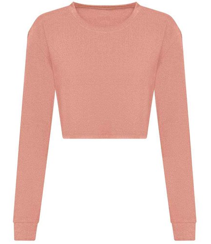 AWDis Ladies Long Sleeve Cropped T-Shirt Dusty Pink L