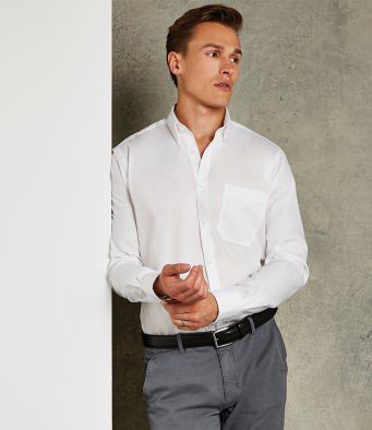 Kustom Kit Premium Long Sleeve Slim Fit Oxford Shirt