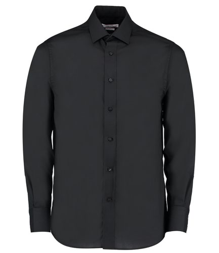 Kustom Kit Long Sleeve Tailored Business Shirt Black 17.5