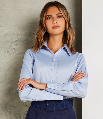Kustom Kit Ladies Premium Long Sleeve Tailored Oxford Shirt