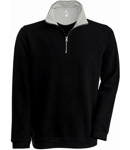Kariban Trucker Zip Neck Sweatshirt Black/Heather Grey L