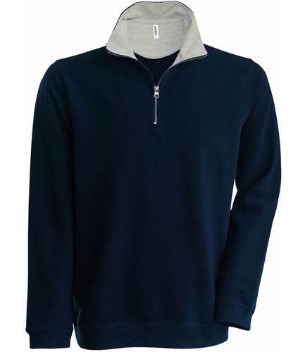 Kariban Trucker Zip Neck Sweatshirt Navy/Heather Grey L